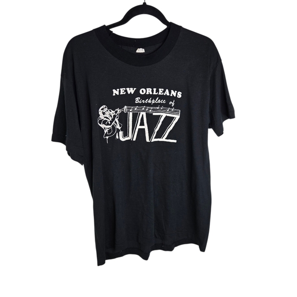 Vtg 80s Jazz New Orleans Black T Shirt XL Rare Htf - Picture 1 of 7